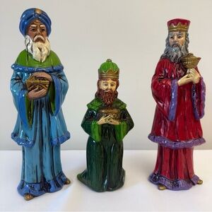 Vintage RB Japan Three Wise Men Figurines Nativity Set Hand Painted Christmas